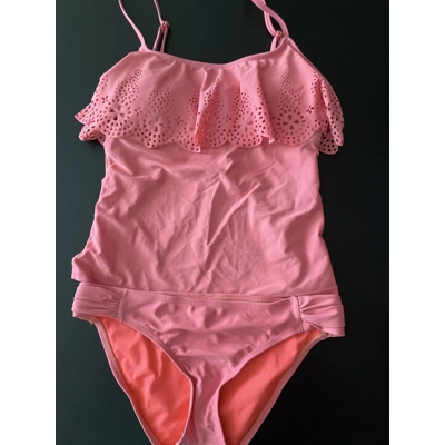 S Womens Tankini, Pink, Ruffle