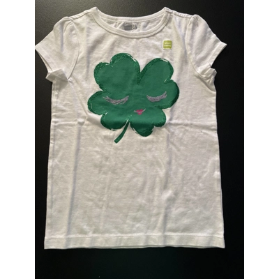 7/8 Girls T-Shirt, White, Four Leaf Clover