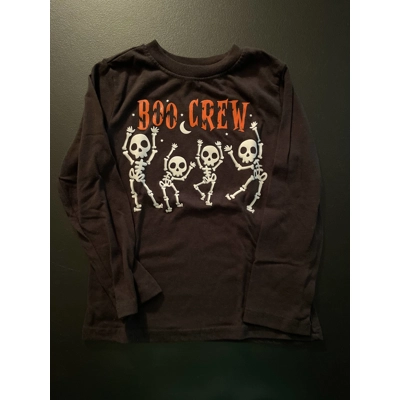 5T Boys Long Sleeve Shirt, Black, Boo Crew Skeletons