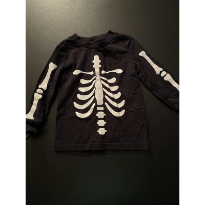 2T Boys Long Sleeve Shirt, Black, Bones (Halloween)