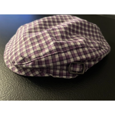 0-6m Boys Newsboy Cap, Purple & White Plaid