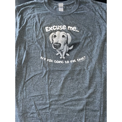 L Mens/Womens T-Shirt, Charcoal Gray, Dog Begging