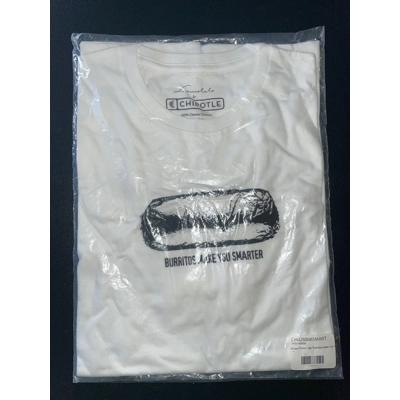 L Mens/Womens T-Shirt, White, Chipotle Burrito