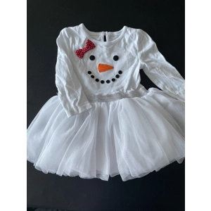 9-12m Girls Dress, White, Sn..