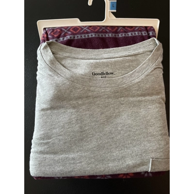 L Mens PJ Set, Gray & Wine