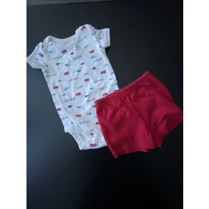 3-6m Boys Outfit, White & Re..