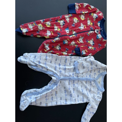 3-6m Boys Sleeper 2pk, Red w/Monkeys, White w/Cars