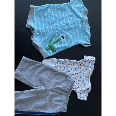 NB Boys Outfit 2pk, Blue w/Alligator, White & Gray w\Sports