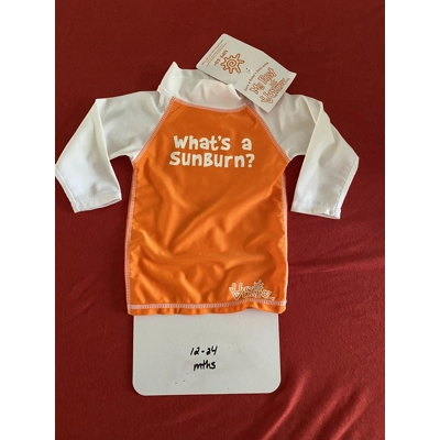 18-24 Months, Swim Shirt, Orange/White