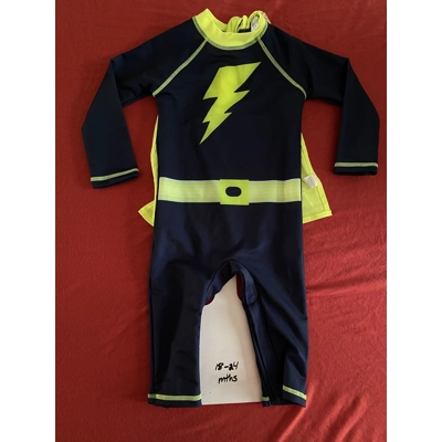 18-24 Months, Swim Full Suit, Black/Green