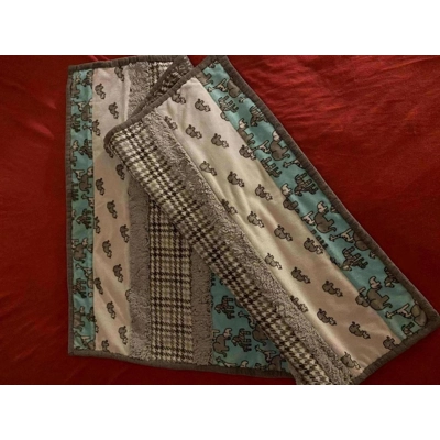 Blanket, Baby, Animals, Grey/Teal/White