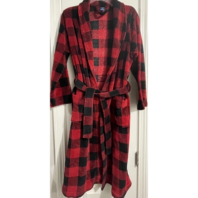 XL Boys Fleece Robe, Red & Black Plaid