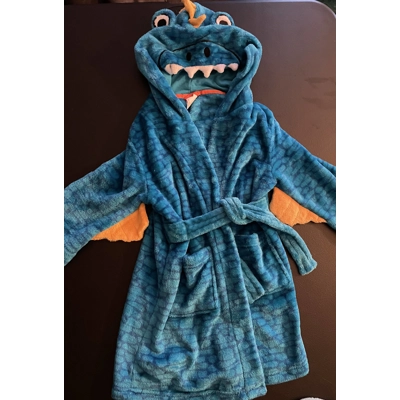 4T Boys Fleece Robe, Blue, Dinosaur