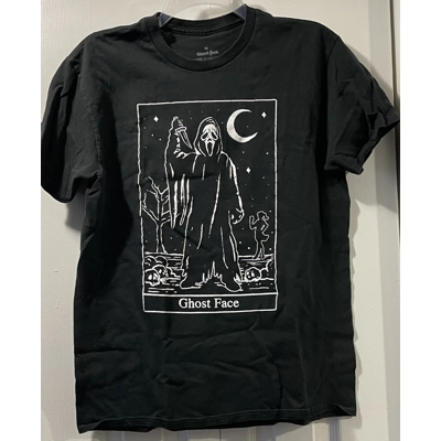 M Mens T-Shirt, Black, Ghost Face
