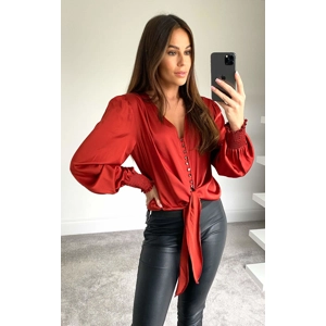 V Neck Wrap Silky Crop Top/ Blouse