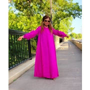 Miyaki long pleated pink dress