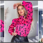 Scattered print satin top