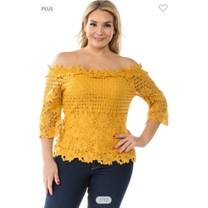 Off the shoulder lace crochet top.