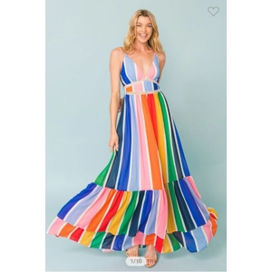 Plunging V neck back maxi dress
