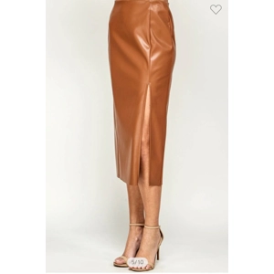 Faux leather midi pencil skirt