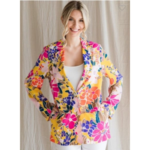 Tropical flower print blazer