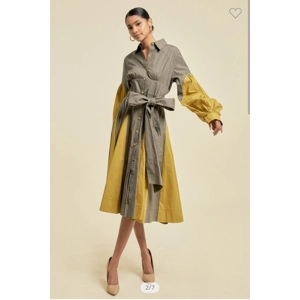 Color block dress with ruffles