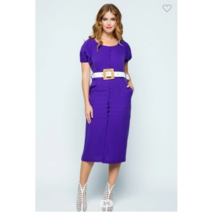 Button up dress with raffia belt