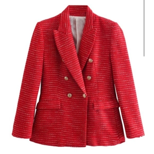 Solid textured double breasted blazer