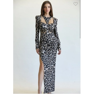 Leopard print side slit dress