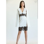 Stripe woven fabric cape dress.