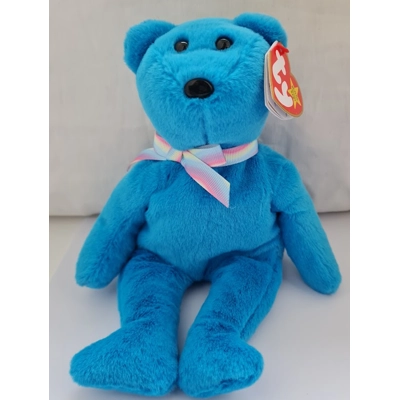OFFICIAL TY BEANIE BABY ORIGINAL BLUE TEDDY II BEAR  REG 15CM SOFT TOY