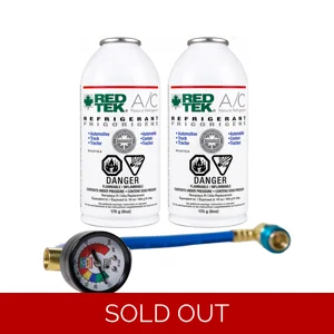 REDTEK A/C Refrigerant 6 oz cans & Installation Hose w/Gauge - 2 Cans