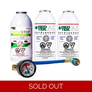 REDTEK A/C Refrigerant Recharge Kit with Gauge and LeakStop