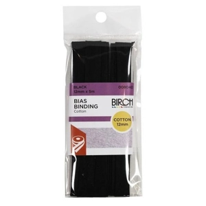 Birch Bias Binding Cotton 12mm Black