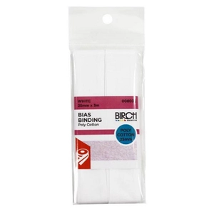 Birch Bias Binding Poly/Cotton 25mm White