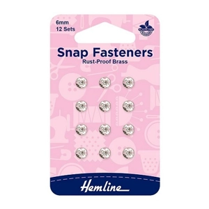 Hemline Snap Fasteners Press Studs 6mm