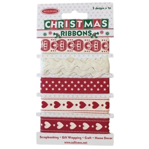 Sullivans Christmas Ribbon Cream 5 x 1m