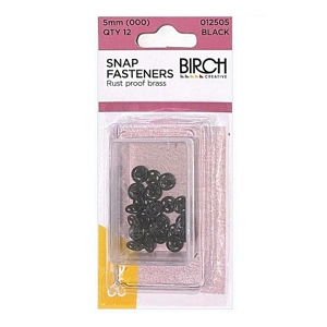 Birch Snap Fasteners Press Studs 5mm Black