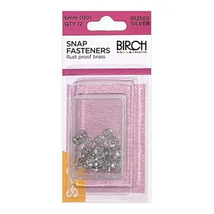 Birch Snap Fasteners Press Studs 6mm Silver
