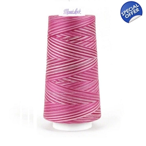 Variegated overlocking thread  cone by Maxi-Lock in colour Raspberry Vanilla.