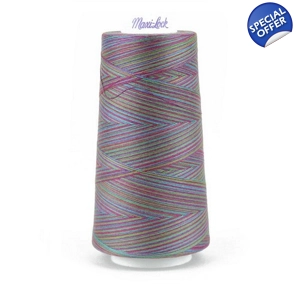Variegated overlocking thread  cone by Maxi-Lock in colour Tie Dye Punch.