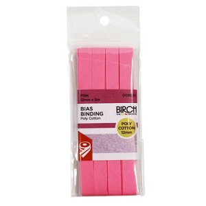 Birch Bias Binding Poly/Cotton 12mm Pink