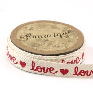 Bowtique Cotton Ribbon 15mm x 5m Love and Hearts