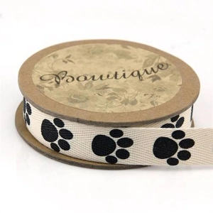 Bowtique Cotton Ribbon 15mm x 5m Paw Prints