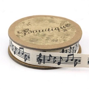 Bowtique Cotton Ribbon 15mm x 5m Musical Notes