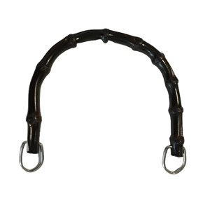 Dark brown u shaped bamboo bag handle.