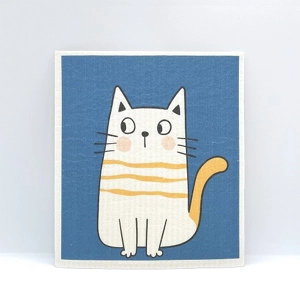 Dishcloth 100% Biodegradable Cat Design Royal