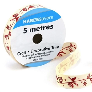Habee Savers Printed Cotton Ribbon Bird Garland 15mm x 5m