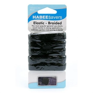 Habee Savers Braided Elastic Black 12mm x 4m