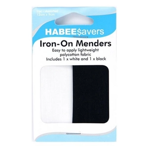 Habee Savers Lightweight Iron-On Mender 2pk Black and White